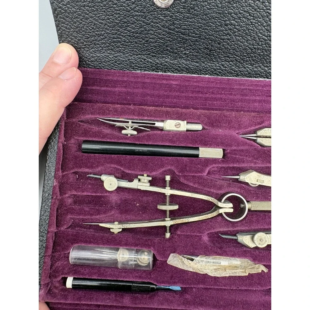 Vintage Unitech 123 MR Drafting Tool Set In Black Case Made in‎ Germany